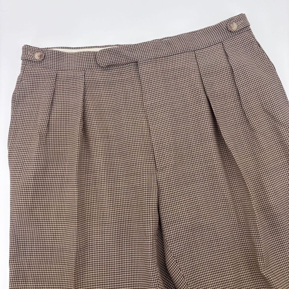 Vtg Polo Ralph Lauren Wool Trousers Mens 34x27 Houndstooth Side Adjust Pleated